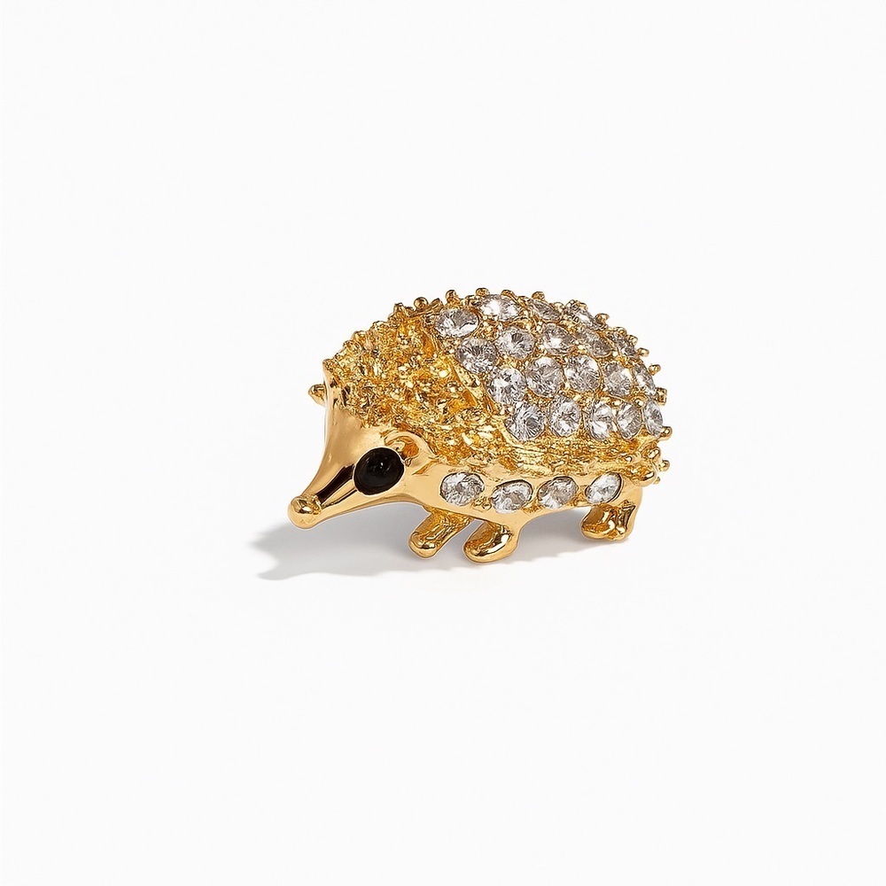 ⚜️ ❤️🔥 Cute Gold Hedgehog Brooch 🦔💎 - Picture 1 of 7